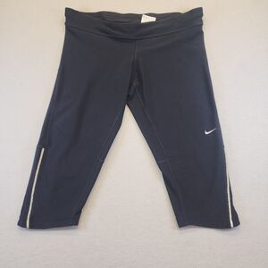 Nike Dri-FIT Women's Large Running Capri Leggings Black Reflective Crop Yoga